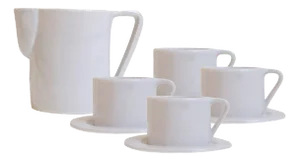Milano Nebbia Milk Jug & 4 Espresso Cups and Saucers by Marta Benet, Set of 9