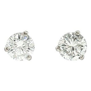 Vintage 14 Karat White Gold Natural .080 Carat Diamond Stud Earrings For Sale