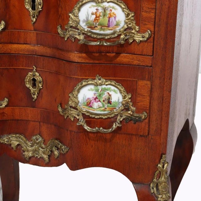 French Antique French Louis XIV Style Mahogany & Ormolu Five-Drawer Lingerie Chest For Sale - Image 3 of 17