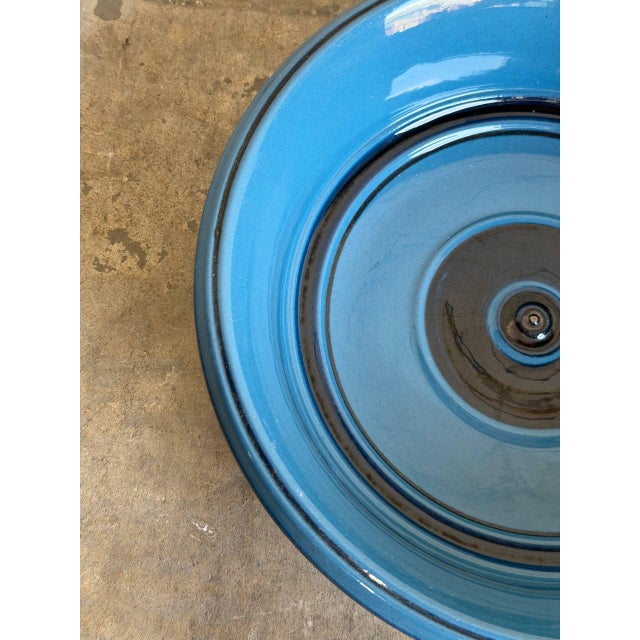 1960s Knabstrup Keramik Blue Ceramic Salad Bowl Deep Glossy Azure Denmark Mid-Century Modern 1960s For Sale - Image 5 of 10