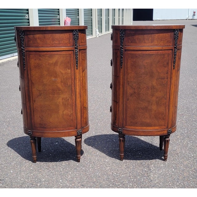 Pair 1920s Tall Oval French End Table Night Stands For Sale - Image 9 of 18