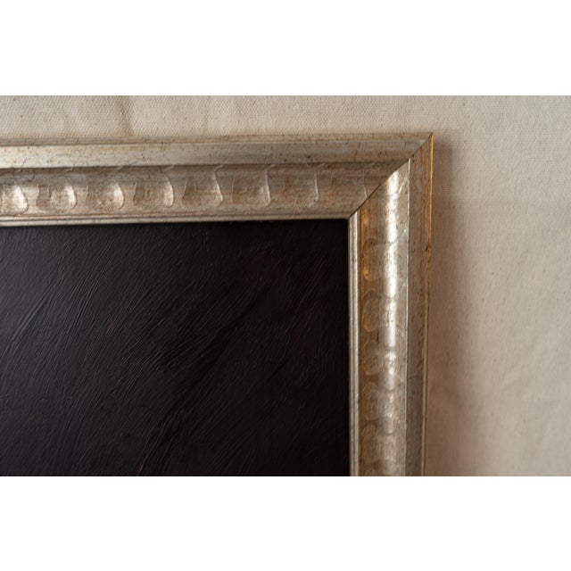 Original abstract painting featuring a bold, moody composition in deep red and purple-black. The piece explores contrast...