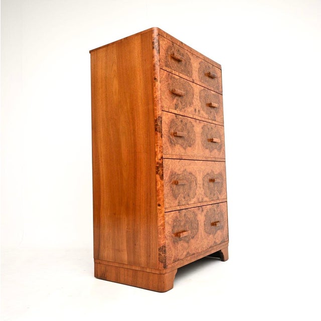 Art Deco Burr Walnut Chest of Drawers, 1930s For Sale - Image 4 of 13