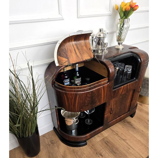 Italian Art Deco Walnut Burl and Mirror Mosaic Dry Bar Cabinet by Paolo Buffa, 1940s For Sale - Image 6 of 10
