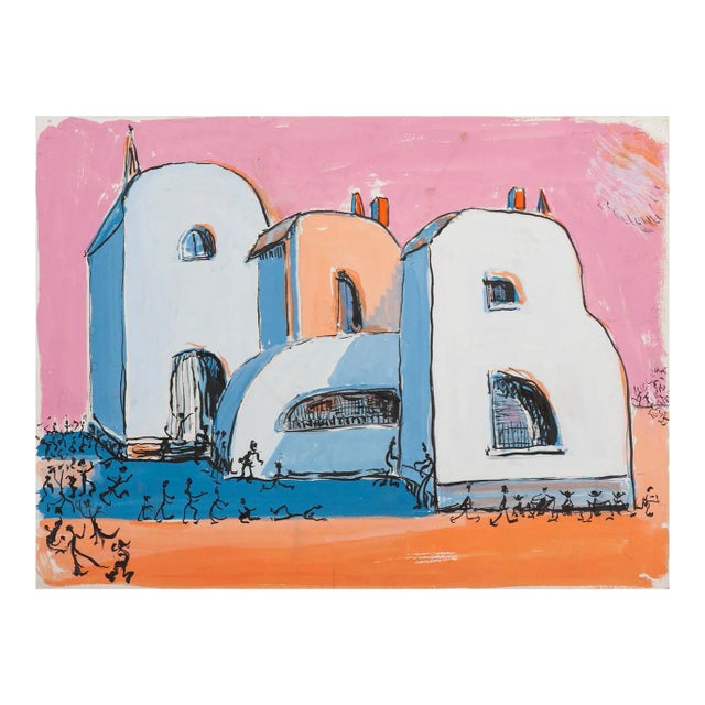 Unknown, Invented Houses, Tempera on Paper, 1960s For Sale