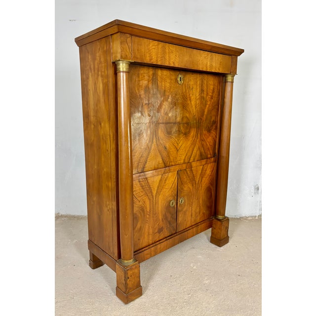 Large French Empire Walnut Secretaire, 1920 For Sale - Image 14 of 18
