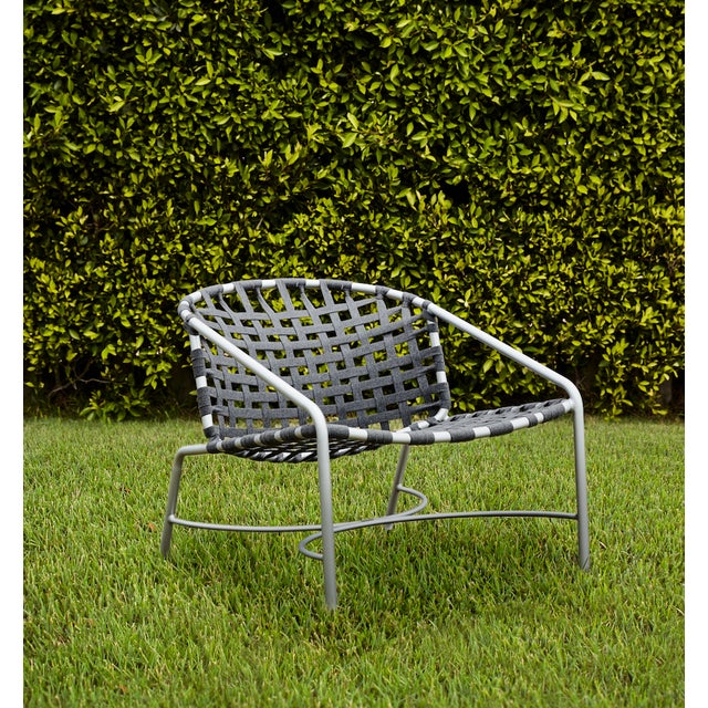 Brown Jordan Kantan Aluminum Vinyl Lounge Chair, Textured Pewter frame with White Lite fabric For Sale - Image 11 of 11