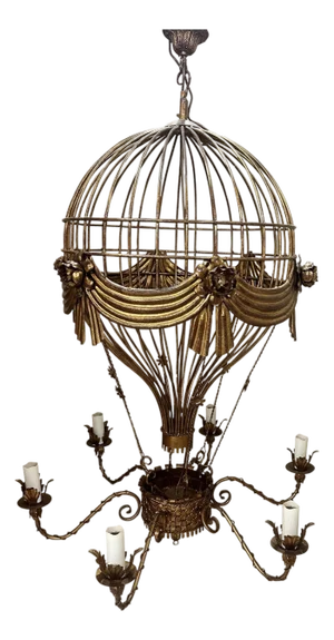 Late 20th Century Hot Air Balloon Form Tole Chandelier