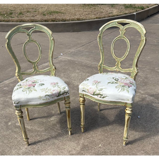 Antique French Louis XVI Painted Side Chairs - A Pair For Sale - Image 4 of 12
