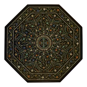 1980s Vintage Pietra Dura Octagonal Marble Table Top