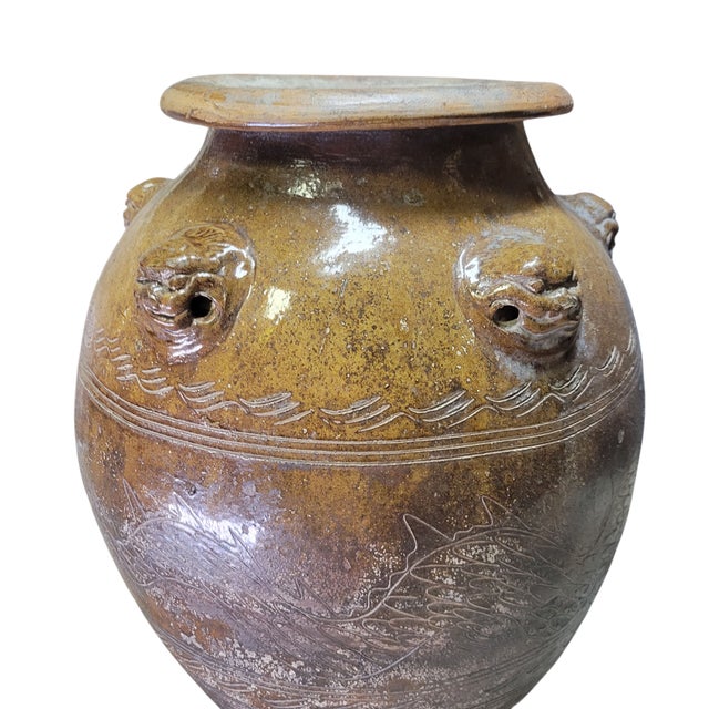 Large Antique Chinese Martaban Stoneware Dragon Jar, Qing Dynasty Circa 1850 For Sale - Image 10 of 12