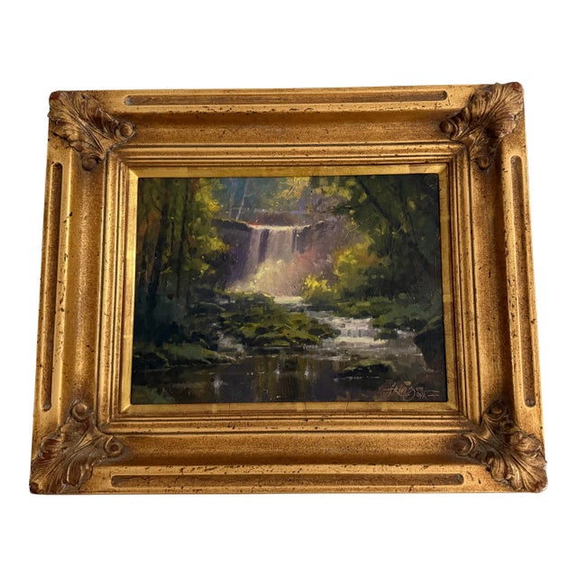 2009 Steve Atkinson Oil Painting of Lantermans Falls- Framed For Sale