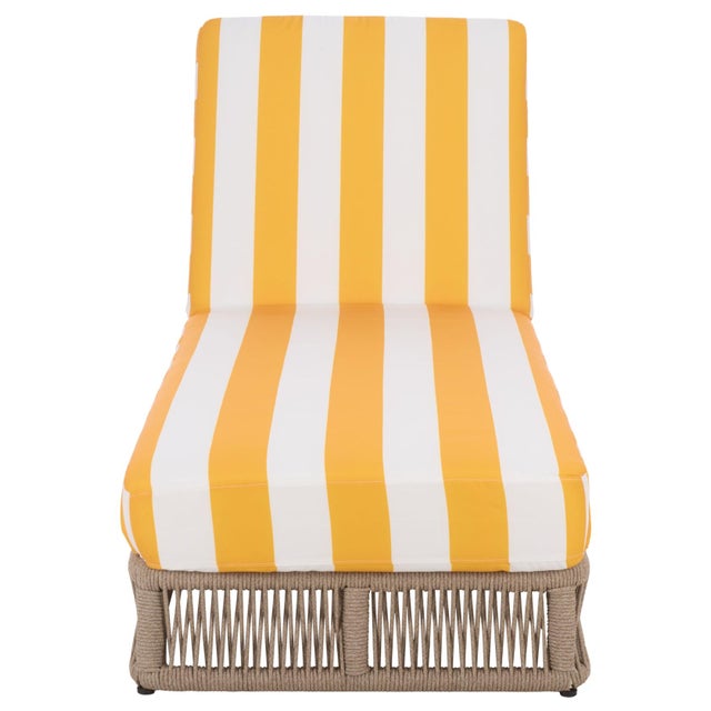 Gillian Chaise Lounge, Heather Tan/Yellow Stripe For Sale - Image 10 of 12