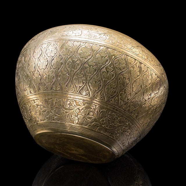 1930s Vintage Offering Bowl, South East Asian, Brass, Jardiniere Pot, Art Deco, c.1930 For Sale - Image 5 of 8