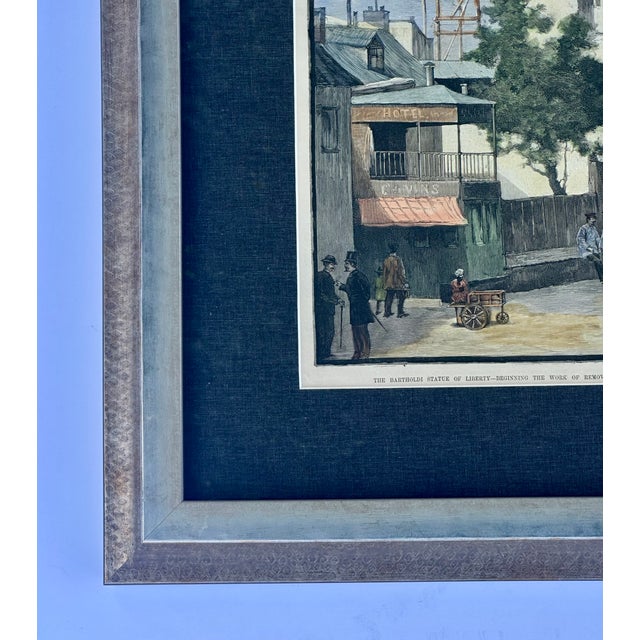 Late 19th Century Statue of Liberty Under Construction Framed Print, Antique 1880s Harper’s Weekly (New York) For Sale - Image 5 of 6