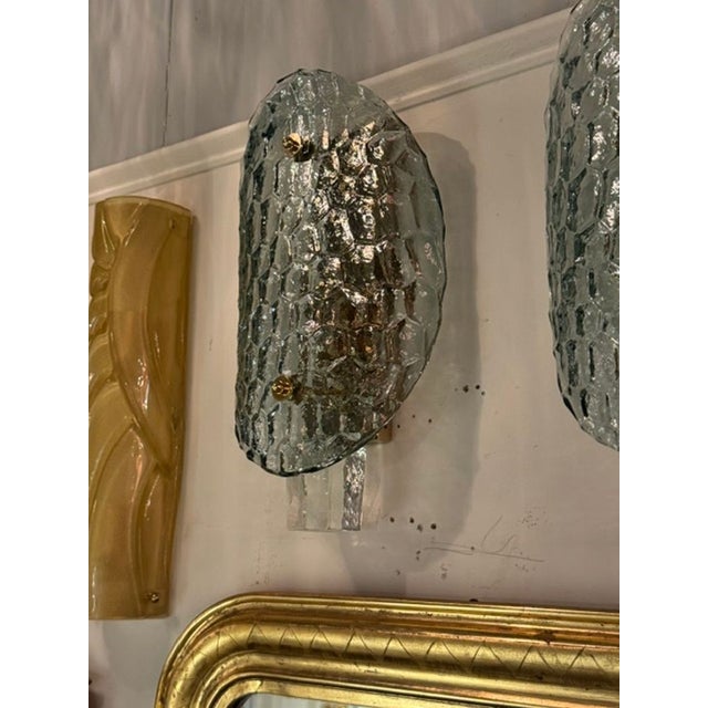 Murano Turtle Shell Shaped Sconces in Fontana Green - a Pair For Sale - Image 4 of 7
