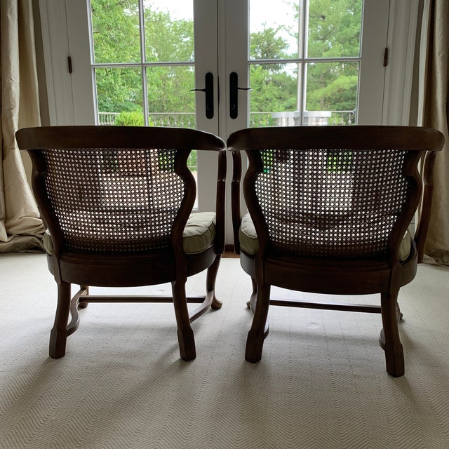Vintage Thomasville Cane Back Chairs With Tufted Seats a Pair Chairish