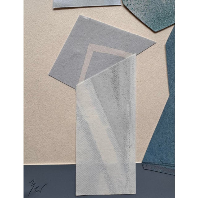 "Im Blue 1" Original Mixed-Media Collage on Paper by Zac Woodiel For Sale In Little Rock - Image 6 of 7