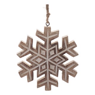 Wooden Snowflake Ornament Set of 6  5.5"H For Sale