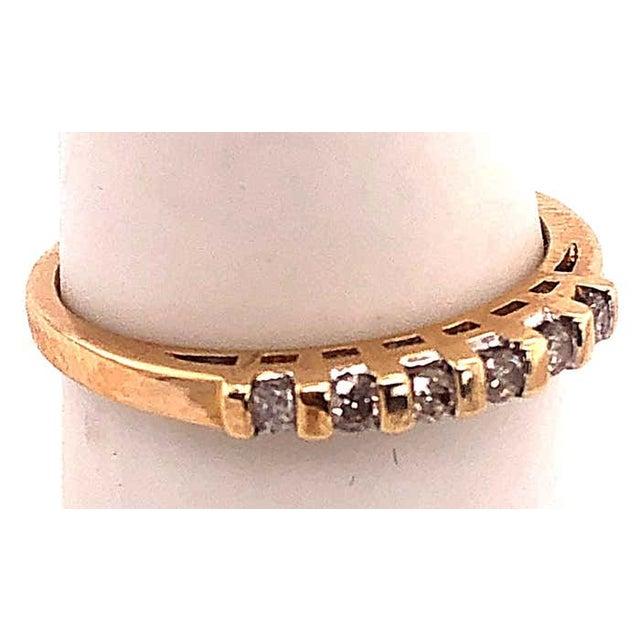 Contemporary 14 Karat Yellow Gold Diamond Band Bridal Wedding Anniversary Ring For Sale - Image 3 of 7