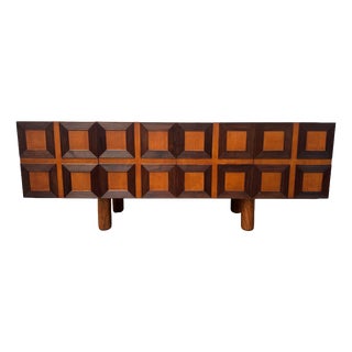 Large Vintage Italian Four Doors Geomagnetic Design Credenza, 1965 For Sale