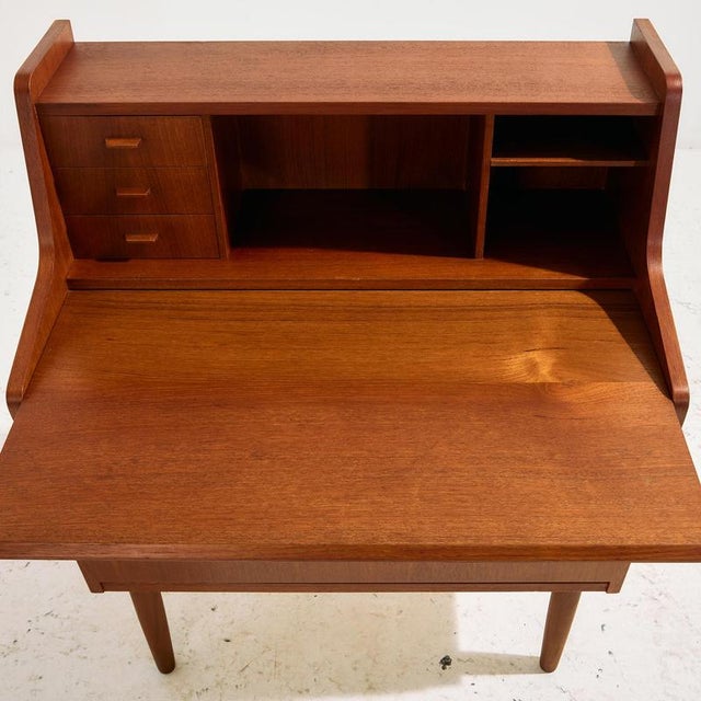 Wood Danish Teak Bureau Desk For Sale - Image 7 of 18