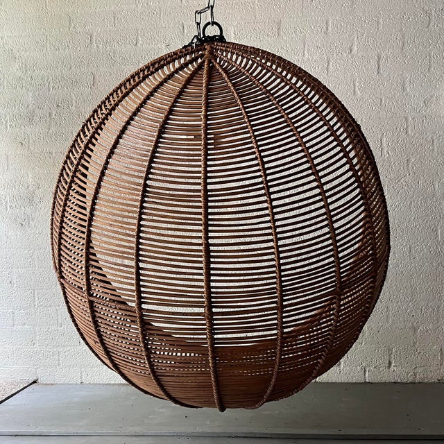 Mid-Century Modern Spherical Reed Hanging Chair, 2000s For Sale - Image 3 of 15