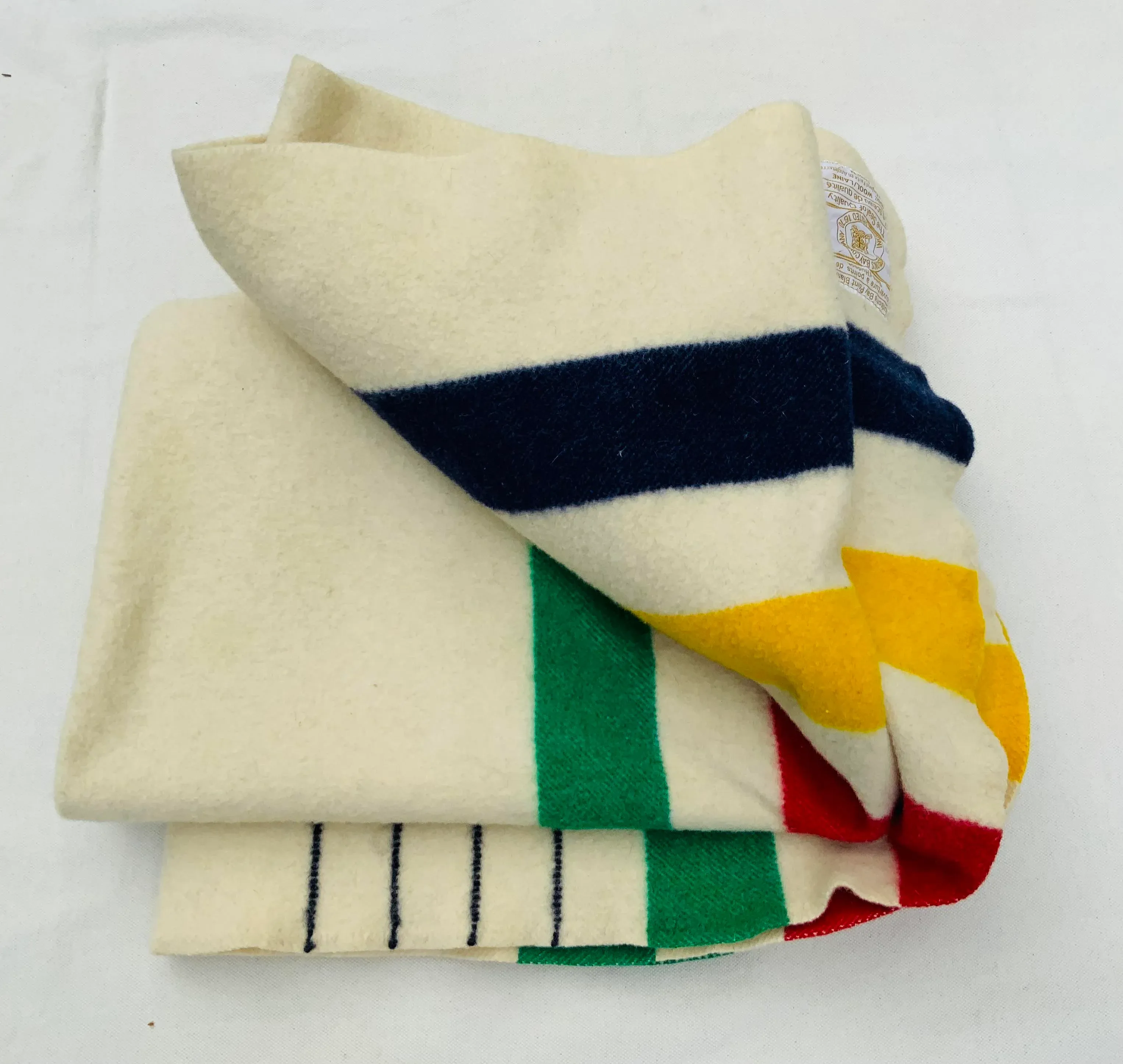 Vintage Hudsons Bay 4 Point Wool Blanket | Chairish