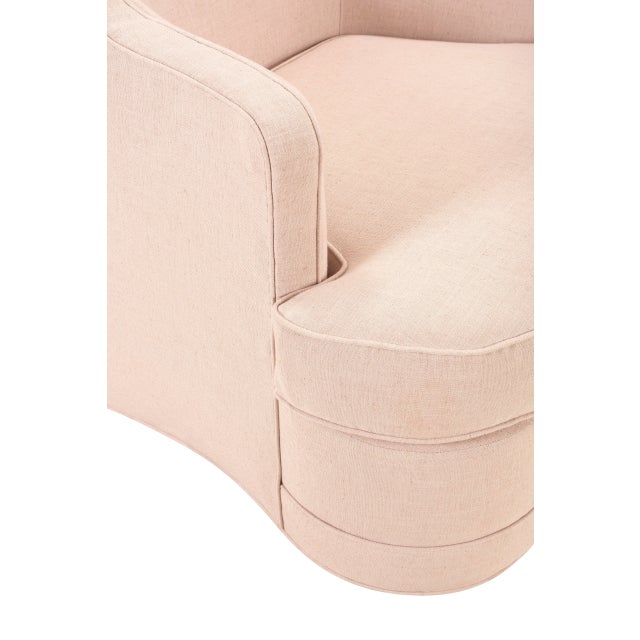 Transitional Aveline Chair, Warm Blush Linen For Sale - Image 3 of 7