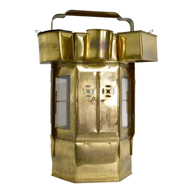 Antique Asian Street Food Brass Noodle Cart Tiffin Box With Accessories For Sale