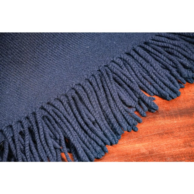 Classic Deep Navy Blue Ralph Lauren Home Cashmere Wool Blend Throw Blanket Home Decor For Sale In New York - Image 6 of 7