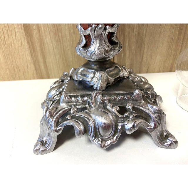 Metal Antique Art Nouveau Kerosene Oil Column Lamp from HS, France, 1900s For Sale - Image 7 of 12