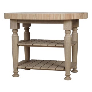 Farmhouse Butcher Block Kitchen Island - Rustic Oak Finish For Sale
