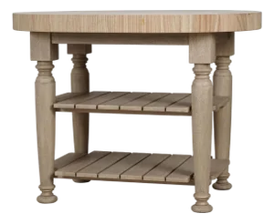 Farmhouse Butcher Block Kitchen Island - Rustic Oak Finish