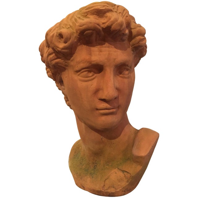 Ceramic Classic Italian Terracotta Bust of David For Sale - Image 7 of 7