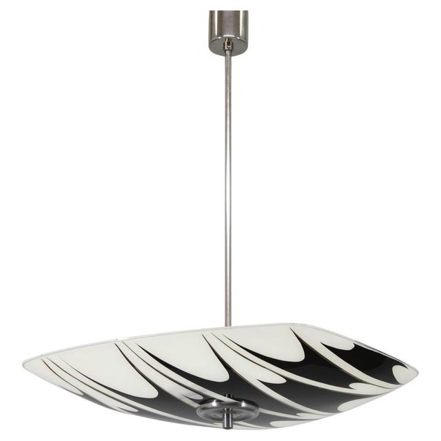 Mid-Century Glass and Chrome Pendant Lamp, Czech, 1960s For Sale - Image 9 of 9
