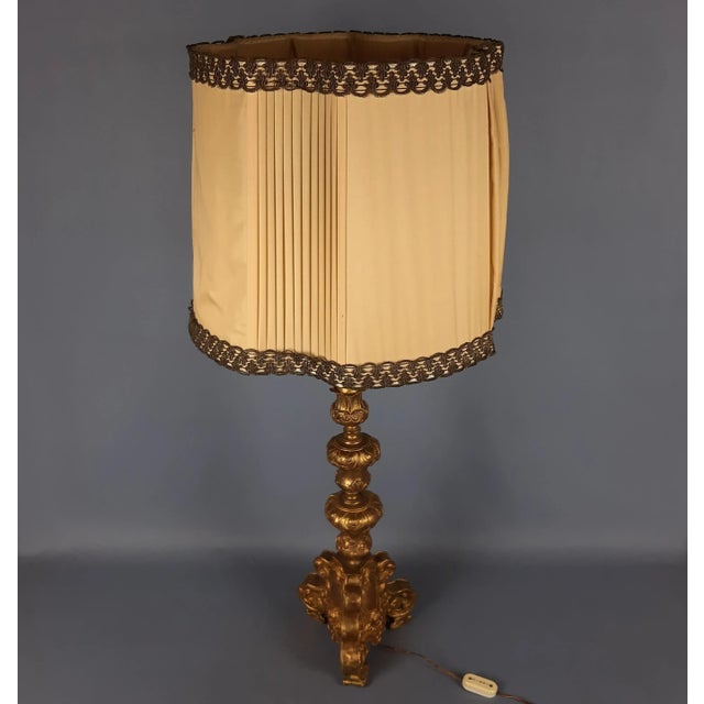 Antique Table Lamp in Wood and Brass, 1890s For Sale - Image 4 of 18
