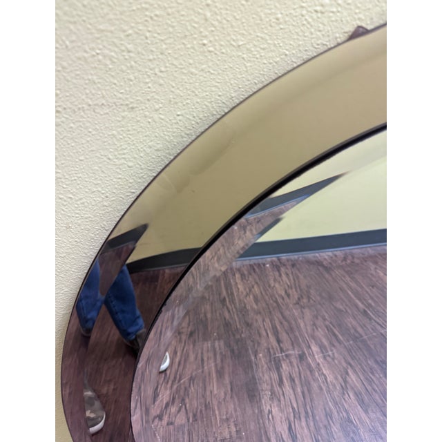 Mid-Century Modern 1981 Italian Modern Fontana Arte Style Round Beveled Mirror For Sale - Image 3 of 8