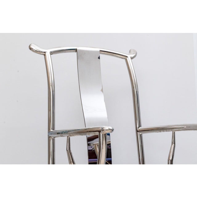 Vincent Wolf Stainless Steel Ming Style Official’s Hat Armchair For Sale In Raleigh - Image 6 of 10