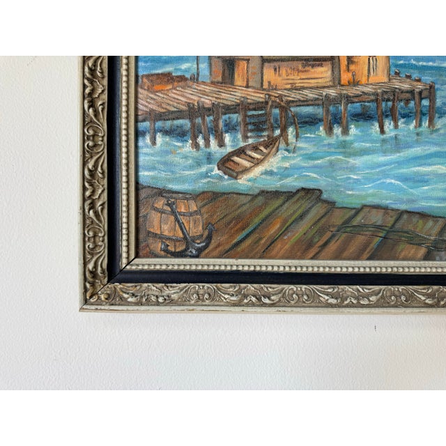 Wood Vintage “Polo” Coastal Impressionist Oil on Masonite Board – Framed For Sale - Image 7 of 12