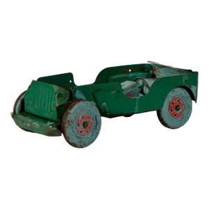 Vintage Salvaged 1950’s Marx Willy’s Pressed Steel Jeep Toy in Greens