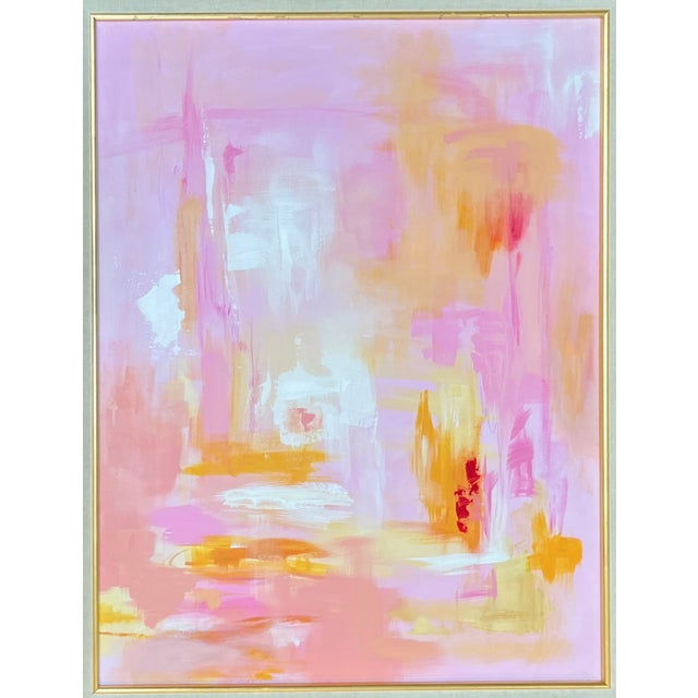 1980s 1980s Abstract Painting Pink #3 on Stretched Canvas For Sale - Image 5 of 16