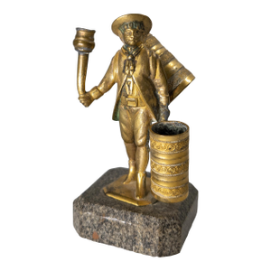 19th Century Continental European Gilt Bronze Table Lighter in the Form of a Street Vendor