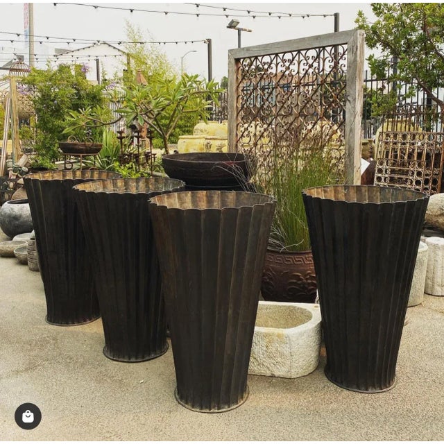 Black Vintage Old World Bronze Fluted Planter For Sale - Image 8 of 9