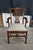 6 Late 20th Century Maitland Smith Chippendale Pierced Mahogany Dining Side Arm Chairs Silk Seats For Sale - Image 11 of 18
