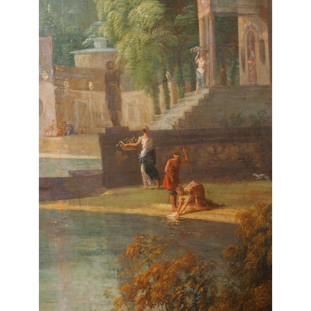 A Rare and Monumental 18th Century Italianate Landscape Oil on Canvas by Dutch Old Master W. Troost the Elder (1684-1752) For Sale - Image 10 of 18
