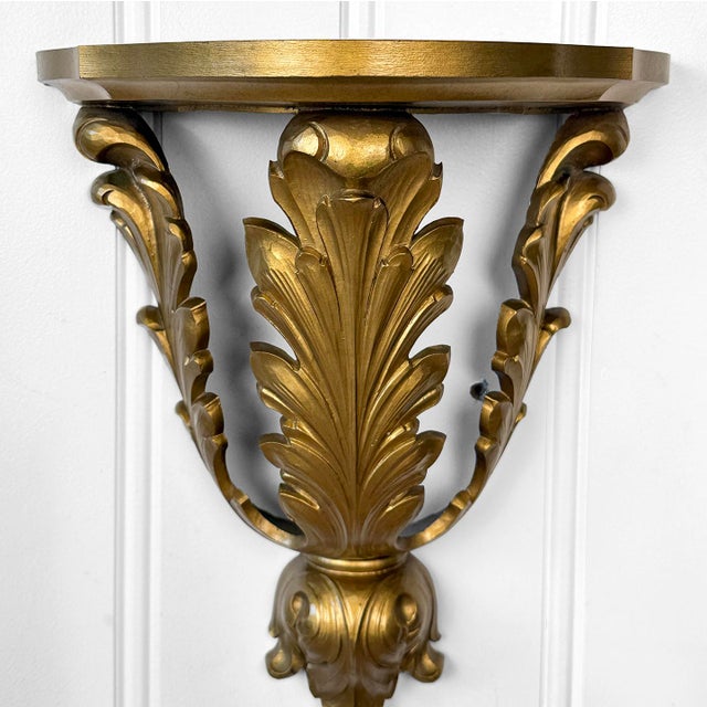 Vintage Hollywood Regency Rococo Gold Wreath Wall Shelf For Sale - Image 4 of 7