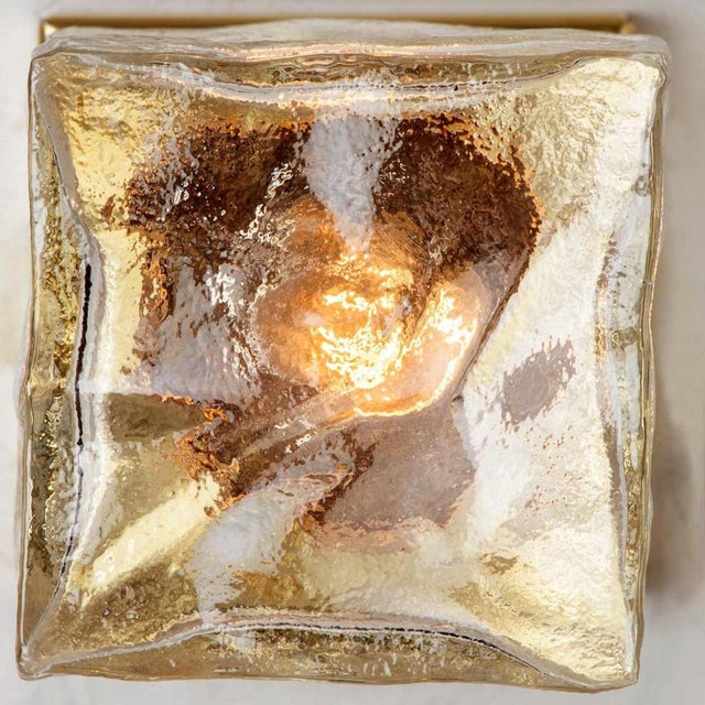 Square Glass and Brass Light Fixture from J.T. Kalmar, Austria, 1960 For Sale - Image 3 of 16