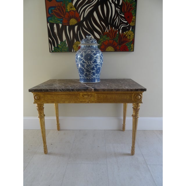 Neoclassical Vintage Italian Neoclassical Gilt Wood Console For Sale - Image 3 of 10