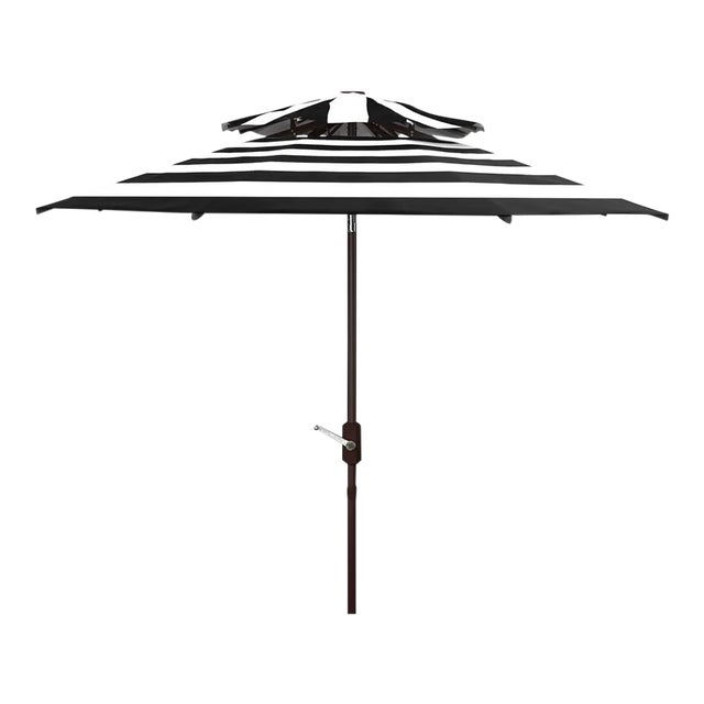 Iris Fashn 9 Ft Double Top Umbrella - Black/White For Sale